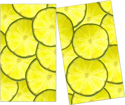 Produktbild von Spritzschutz Herdabdeckplatte Schneidebrett aus Glas Limettenscheiben 2-Teilig (60x52cm)