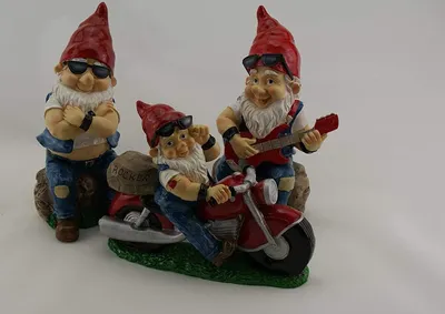 Produktbild von Rocker-Zwerge 3er Set-GARTENZWERGE