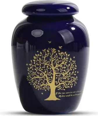 Produktbild von Luxe Mini Begrafenis Urne 50 ml - Blaue Mini As Urne für Haustiere und Menschen - Hochwertige Gedenkurne