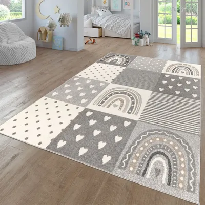 Produktbild von TT Home Teppich Kinderzimmer Kinderzimmerteppich Junge Mädchen Kinderteppich Modern Soft Größe 160 cm Rund