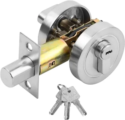Imagen del producto de Cerradura para puerta con 3 llaves, cilindro de acero inoxidable 304, redonda, para puerta principal
