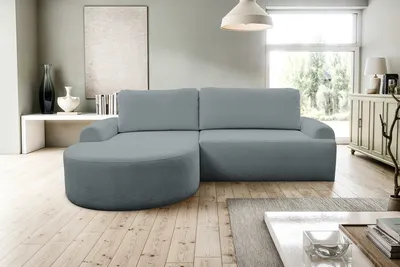 Image de VENASI DREAM Canapé d'angle gauche avec fonction de couchage et coffre de lit Canapé d'angle Canapé-lit en L GRIS
