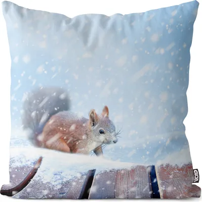 Produktbild von VOID Eichhörnchen Schnee Winter Nagetier Kissenbezug Kissenhülle Polyester wasserfest Outdoor Indoor