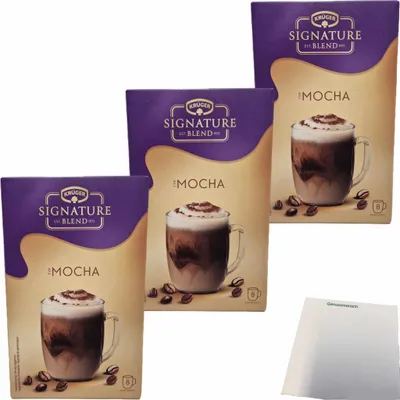 Produktbild von Krüger Signature Blend Mocha 3er Pack (3x144g Packung, 24 Portionen) + usy Block