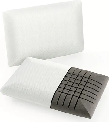 Produktbild von COSTWAY 2er Bambus-Aktivkohle Kopfkissen 40x60cm, Memory Foam Kissen mit maschinenwaschbarem Bezug, Schlafkissen für schmerzlindernden Schlaf