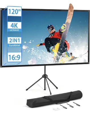 Produktbild von Beamer Leinwand mit Stativ, Tragbar Projektor Leinwand 120 Zoll, 16:9, 4K HD