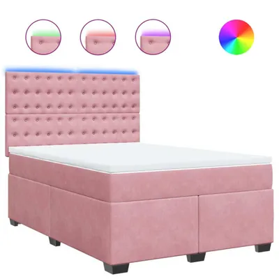 Produktbild von Boxspringbett mit Matratze Rosa 140x190 cm Samt