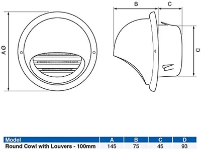 Runder Abluftventil mit Belüftungsschlitzen - 10 cm für effizienten Luftstrom