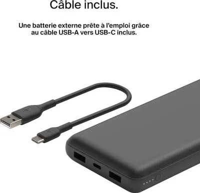 Produktbild von Powerbank, Belkin 20000 mAh, USB-A & USB-C, 15W, Schwarz