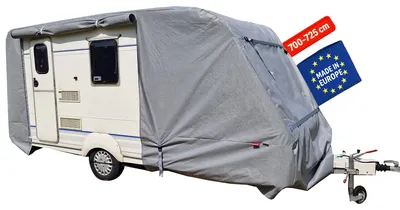 Produktbild von POLCOVER Abdeckplane für Wohnwagen | UV-resistente Wetterfeste Wohnmobilabdeckung | Langlebig Schutzhülle Atmungsaktive | 5 Schicht Wohnwagenplane 725 x 250 x 230 cm (EU-Version)