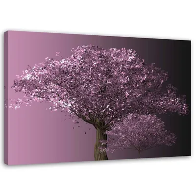Produktbild von Leinwandbild lila baum 60x40 cm Feeby lila wandbild bereit zum aufhängen