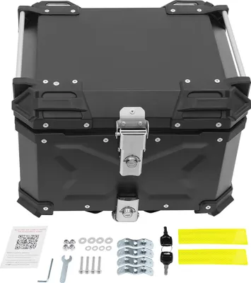 Produktbild von Motorrad Topcase - Heckkoffer - 45 L Volumen - Wasserdicht - Aluminiumlegierung & Kohlenstoffstahl - Sicherheitsschloss - Schwarz