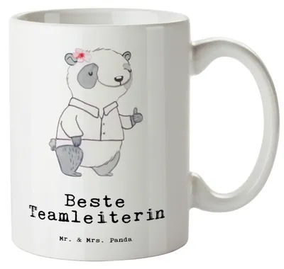 Produktbild von Mr. & Mrs. Panda Pott Panda Beste Teamleiterin - Weiß - Geschenk, Haferl, Abschiedsgeschenk, Ruhestand, steingut tasse, Kollegin, Abschied, Chefin, Vorgesetzte, Große