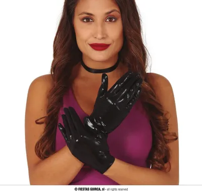Produktbild von Handschuhe Metallic-Look Schwarz 22 Cms