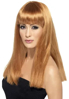 Produktbild von Smiffys Glamourama Perücke, Kastanienbraun, Lang, Glatt mit Pony Halloween