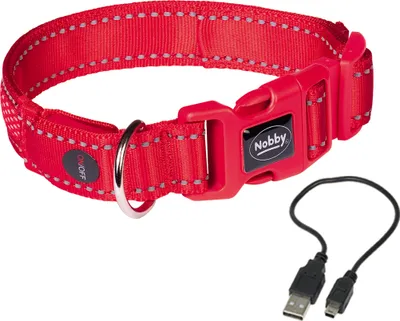 Produktbild von Nobby Halsband Flash Mesh Hundehalsband leuchtend Rot S-M