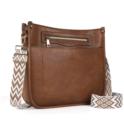 Produktbild von Umhängetasche Damen Handtasche mittelgroß Crossbody Bag multi pochette tasche Damenhandtasche mit Verstellbar Breitem Schultergurt (Dunkelbraun)
