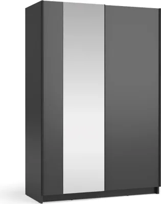 Image de Armoire LYSIA 120 cm noir mat – 2 portes coulissantes avec miroir