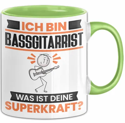 Produktbild von Bassgitarrist Tasse Geschenk für Bassgitarrist Geburtstag Lustiger Spruch Kaffee-Becher Was Ist Deine Superkraft (Grün)