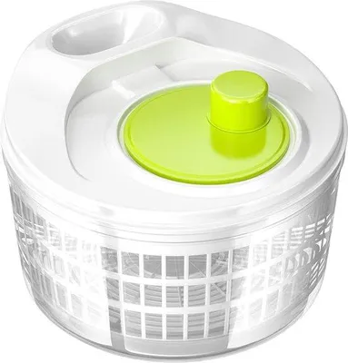 Produktbild von Unyqoos® Salatschleuder mit Deckel – 5 L Salatschüssel (22,5 x 15,5 cm), transparente Kunststoff-Schale, Kurbelantrieb, Salattrockner & Sieb für Gemüse und Obst