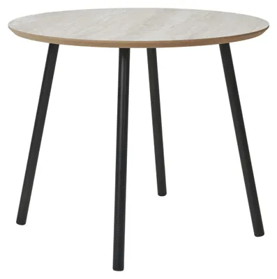 Image de Table Basse Aalst Effet Travertin avec Pieds Noirs — Ø55×45 cm