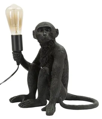 Image de Lampe de table Mauro Ferretti, modèle "Singe assis", couleur noire, dimensions : 33x33x32 cm