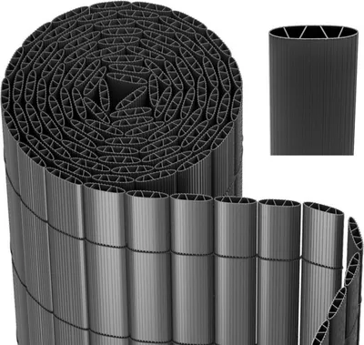 Produktbild von Clanmacy Sichtschutzmatte PVC Sichtschutzzaun grau Windschutz fur Garten Balkon und Terrasse 80x300cm Stabile W-Form