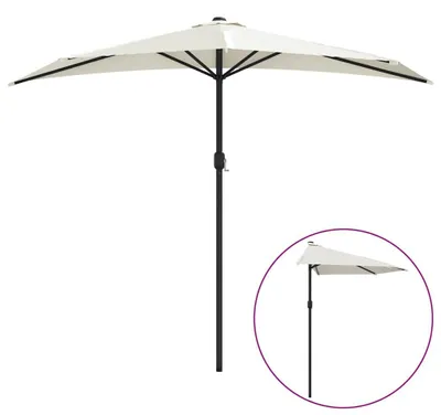 Produktbild von vidaXL Balkon-Sonnenschirm mit Alu-Mast Sandfarben 270x144 cm Halbrund