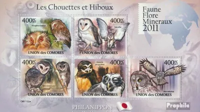 Produktbild von Briefmarken Komoren 2011 Mi 3013-3017 Kleinbogen (kompl. Ausg.) postfrisch Eulen Philanippon 2011