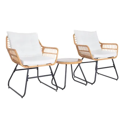 Image de SVITA AMALFI Salon en rotin Outdoor Salon de jardin 2 personnes Balcon Set Naturel