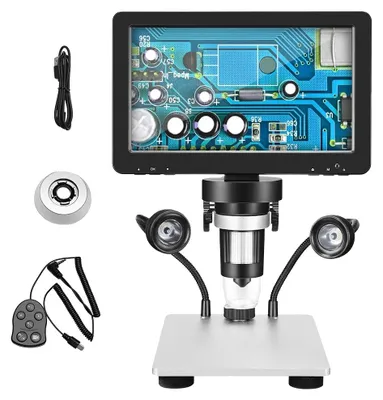 Image de Microscope numérique, écran HD 7 pouces, résolution 1080p, BLANC, grossissement 1200x