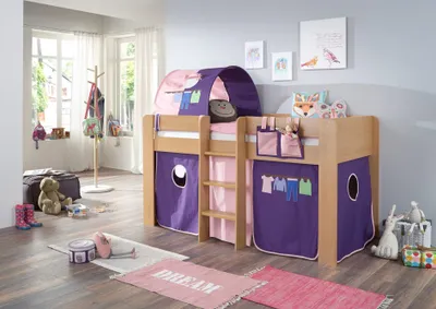 Produktbild von Relita Halbhochbett ANDI Liegefläche 90 x 20 cm Nachbildung natur inkl. Vorhang, Tasche und 1-er Tunnel; BH1684114+TX5002087+TX5072087+TX5032087