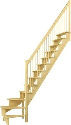 Produktbild von Pertura Wangentreppe Filia Kiefer Leimholz Ohne Setzstufen Seitenwange kiefer 1/4-gewendelt unten rechts 65 cm 12 Stufen