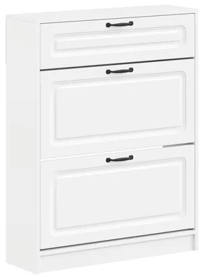 Image de Armoire à chaussures UTRECHT, 78 x 24 x 100 cm, en panneaux de particules, de couleur blanche