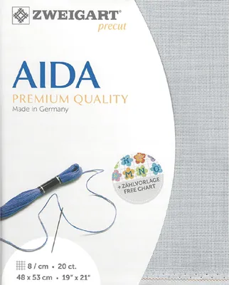 Produktbild von AIDA Zweigart precut 20 ct. Extra Fein-Aida 3326 Farbe 705 perlgrau, Zählstoff für Kreuzstich 48x53cm
