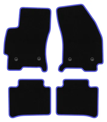 Produktbild von Velours-Fußmatten für Ford Mondeo MK3 2001-2007 (Kombi/Liftback/Limousine) – 4-tlg, Schwarz/Blau, passgenau – Wielganizator CARLUX