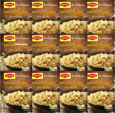 Produktbild von Maggi Wirtshaus Schinken-Nudeln VPE (12x168g Packung) + usy Block