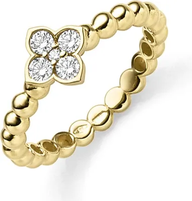 Kugelring-Blume-585-Gelbgold-mit-5-Diamanten-0-24ct-TW-SI
