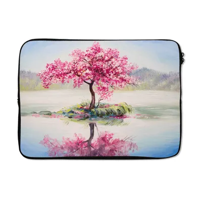 Produktbild von MuchoWow® Laptop Hülle 14 ZollGemälde - Blüte - Wasser - Ölgemälde Laptoptasche - Laptoptasche - Stoßsicher - Schutzhaube