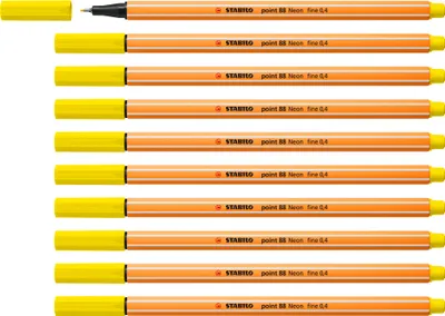 Produktbild von Fineliner - STABILO point 88 - 10er Pack - Neonfarbe, leuchtfarbengelb