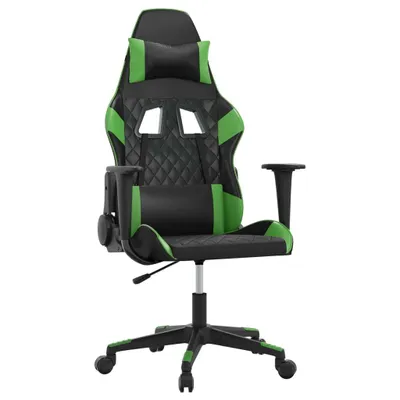 Zdjęcie produktu dla vidaXL Fotel gamingowy z czarnej i zielonej imitacji skóry