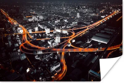 Produktbild von MuchoWow® Poster Skyline - Verkehr - Nacht 90x60 cm - Schlafzimmer