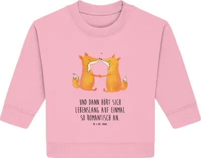 Produktbild von Mr. & Mrs. Panda Organic Baby Pullover Füchse Liebe 12. - 18. Monat - Baumwolle Pink - Geschenk, Partner, Fuchs, Ehemann, Freundin, Bullover