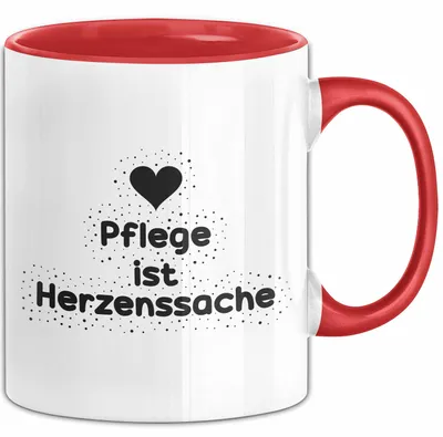 Produktbild von Pflege ist Herzenssache Tasse mit Spruch Geschenk Pflegekraft (Rot)