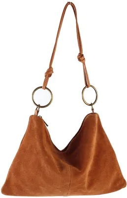 Image de Sac bandoulière en daim Giuliano modèle Eveis - Fabriqué en Italie - Femme - Daim - Cognac