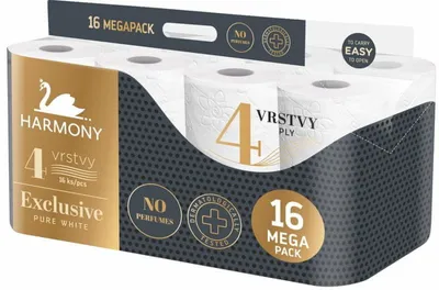 Obrázok produktu pre Toaletný papier 4-vrstvový HARMONY EXCLUSIVE PURE WHITE - 16ks 30360