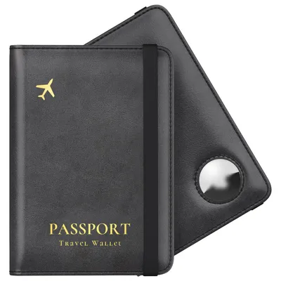 Produktbild von Kunstleder Reisepasshülle mit AirTag-Fach für Damen und Herren, Schwarz