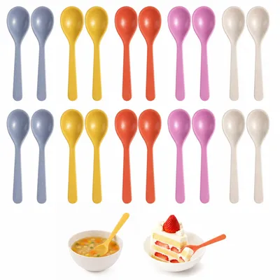 20 bunte Kunststoff-Eierlöffel, 14 cm, spülmaschinengeeignet