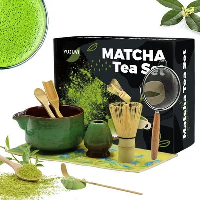 Immagine prodotto di Set da tè Matcha, composto da 9 pezzi: ciotola, frustino, supporto, setaccio e cucchiaio