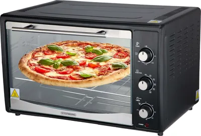 A Steinborg oven with a pizza inside.